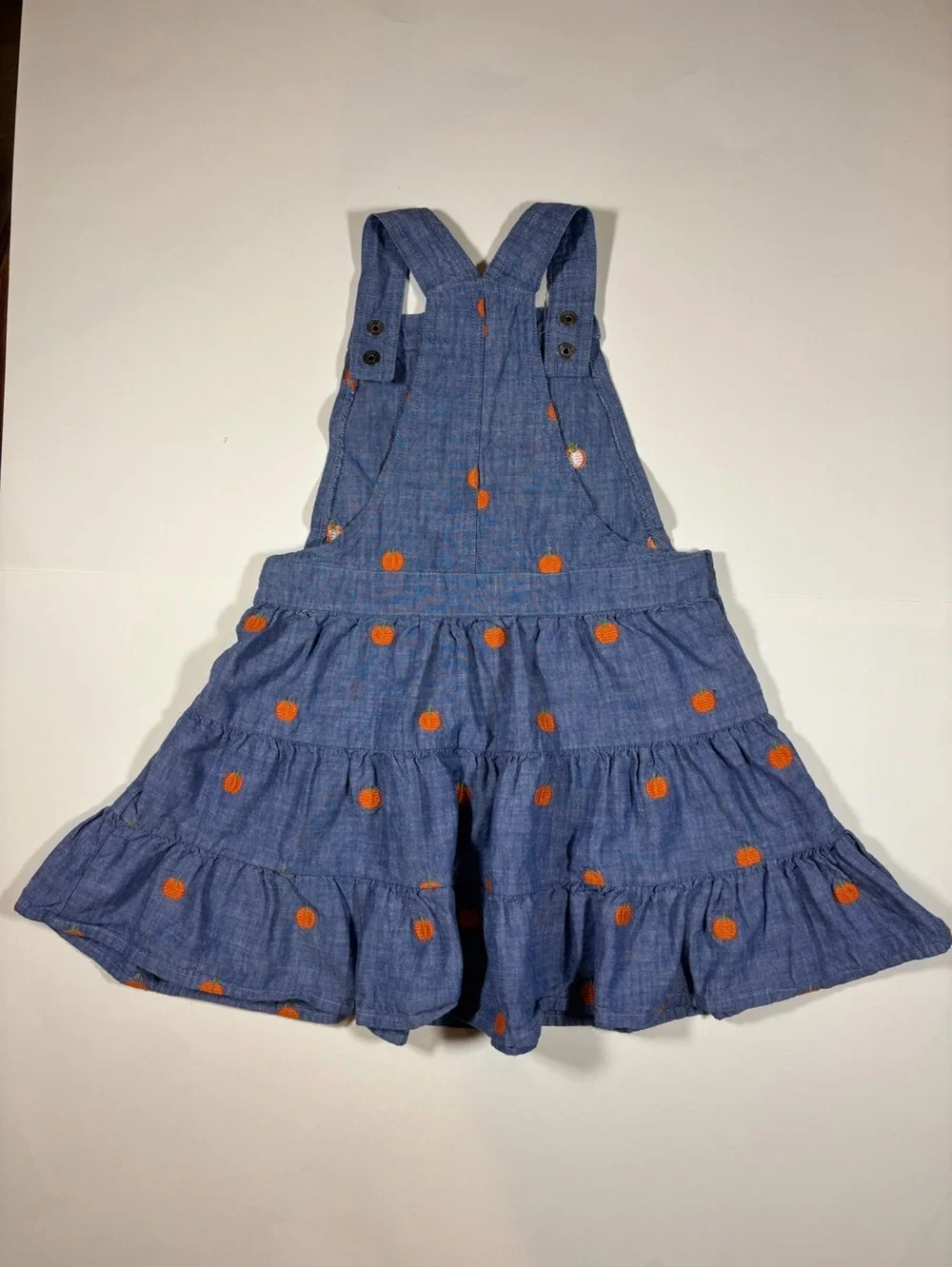 Gymboree size 6 chambray dress with pumpkin embroidery.